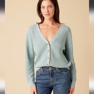 Amour Vert Marled Blue Palmer Linen Knit Cardigan XS NWT